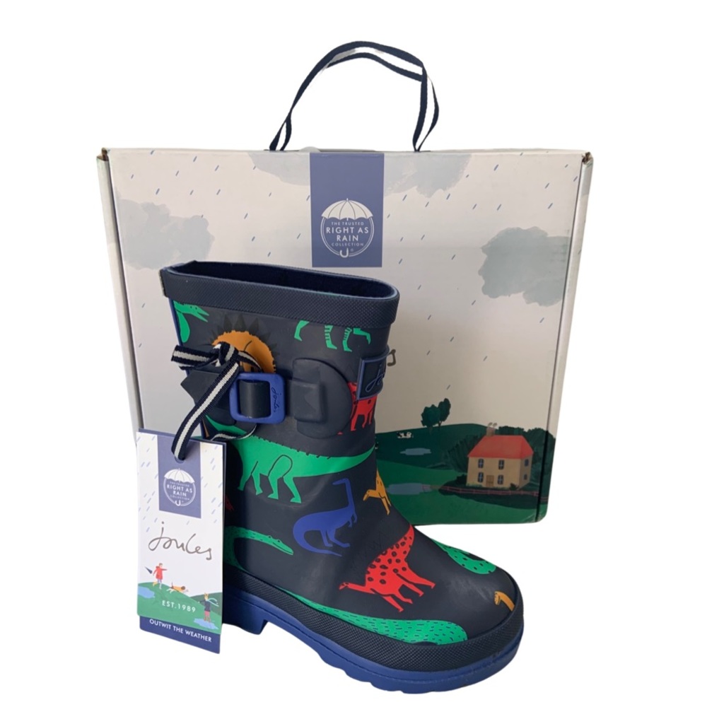 Joules Kids Navy Dinosaur Rain Boots